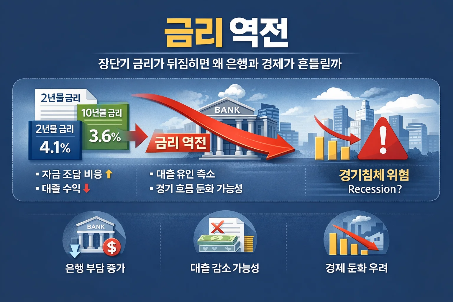 금리 역전 뜻 | 장단기 금리가 뒤집히면 왜 은행과 경제가 흔들릴까