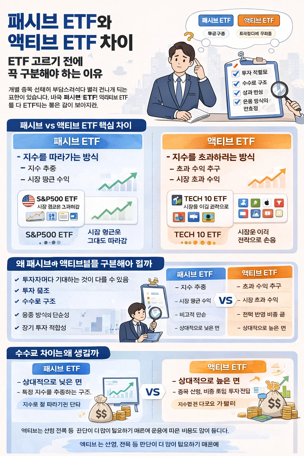 패시브 ETF와 액티브 ETF 차이 | ETF 고르기 전에 꼭 구분해야 하는 이유