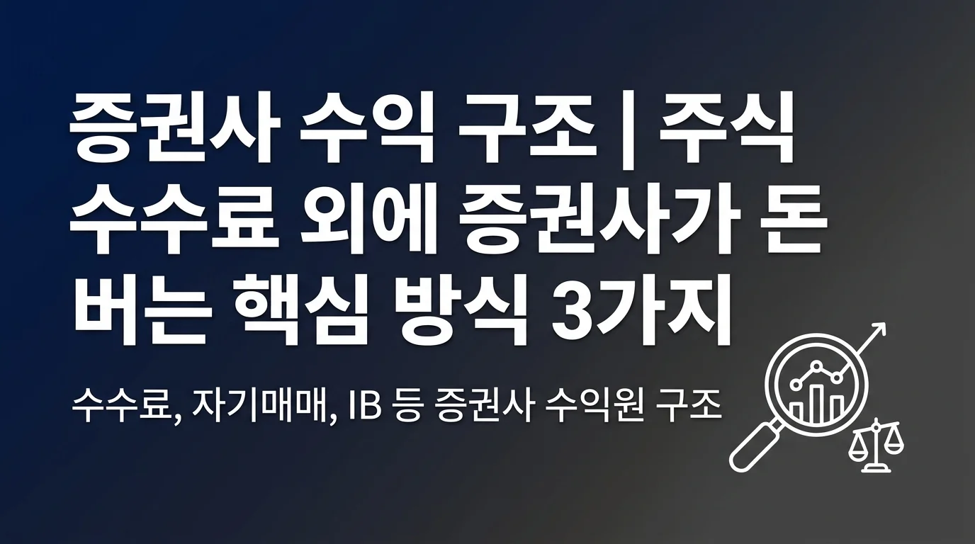 증권사 수익 구조 | 주식 수수료 외에 증권사가 돈 버는 핵심 방식 3가지